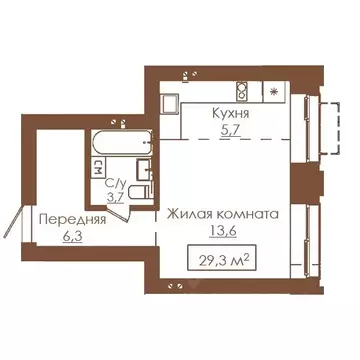 1-к кв. Алтайский край, Барнаул ул. Гущина, 173Б (29.3 м)