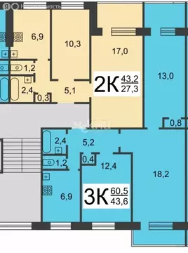 3-комнатная квартира: Нижний Новгород, жилой район Кузнечиха, улица ...