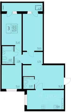 3-к кв. Пермский край, Пермь Домостроительный мкр,  (82.87 м)