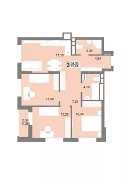 3-к кв. Свердловская область, Екатеринбург ул. Тенистая, 8с5 (72.64 м)