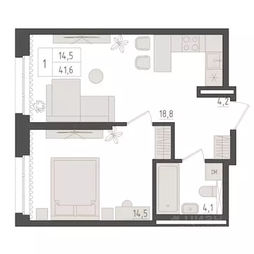 1-к кв. Башкортостан, Уфа 563-й кв-л,  (41.6 м)