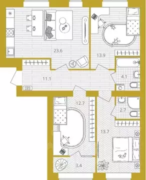 3-к кв. Пензенская область, Пензенский район, Мичуринский сельсовет, ...