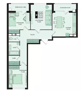 3-к кв. Ростовская область, Ростов-на-Дону Движение61 жилой комплекс ...
