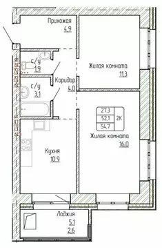 2-к кв. Алтайский край, Новоалтайск ул. Титова, 6 (54.7 м)