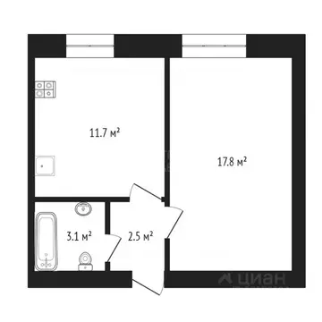 1-к кв. Тюменская область, Тюмень ул. Республики, 246 (34.0 м)