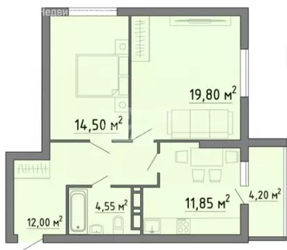 2-комнатная квартира: Липецк, ЖК Семейный Квартал (66.9 м)