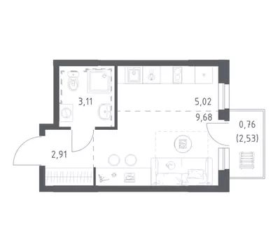 Студия Башкортостан, Уфа ул. Рашита Манурова (21.48 м)