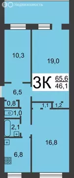 3-комнатная квартира: Нижний Новгород, улица Культуры, 12 (65.1 м)