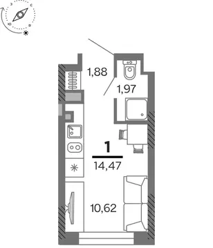 1-к кв. Рязанская область, Рязань Олимпийский городок мкр, 10 (14.47 ...