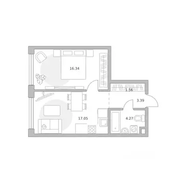 1-к кв. Москва ул. Народного Ополчения (42.61 м)