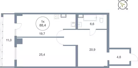 1-к кв. Ханты-Мансийский АО, Сургут тракт Югорский, 43 (88.4 м)