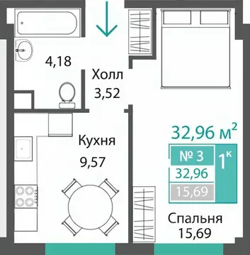 1-к кв. Крым, Симферопольский район, с. Мирное ПроПолис жилой комплекс ...