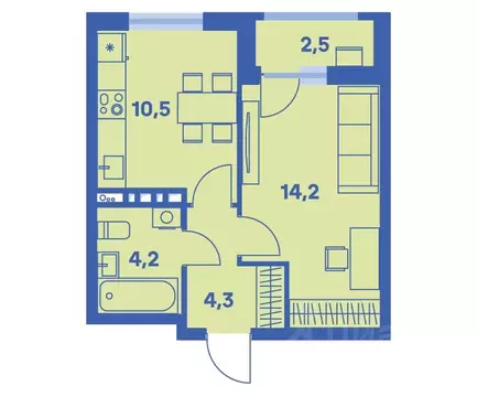 1-к кв. Пермский край, Пермь ул. Карпинского, 115 (34.5 м)
