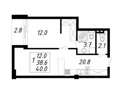 1-к кв. Ставропольский край, Ессентуки Озеро жилой комплекс (40.0 м)