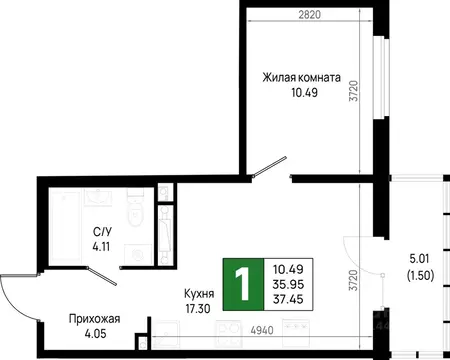 1-к кв. Ленинградская область, Всеволожский район, Свердловское ...