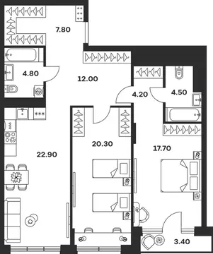 2-к кв. Тульская область, Тула ул. Фридриха Энгельса, 62 (97.6 м)