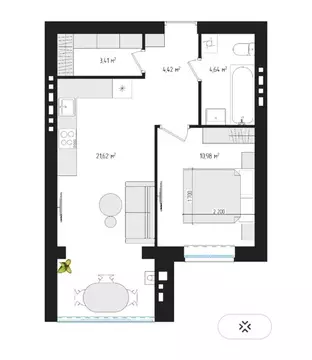 1-к кв. Брянская область, Брянск ул. Некрасова, 20 (44.3 м)