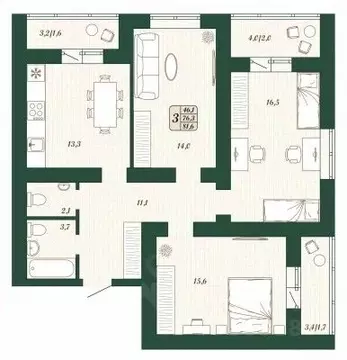 3-к кв. Самарская область, Волжский район, Смышляевка городское ...