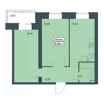 2-к кв. Красноярский край, Красноярск ул. Светлова, 12 (55.9 м)