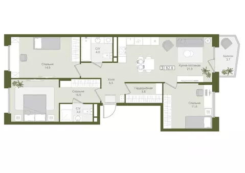 3-к кв. Московская область, Красногорск городской округ, Нахабино пгт  ...
