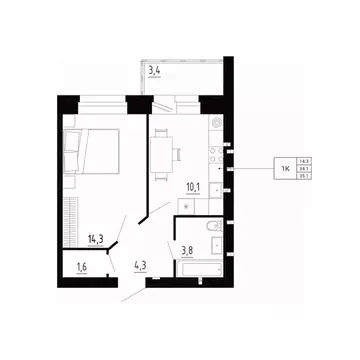 1-к кв. Орловская область, Орловский район, д. Образцово, Первый мкр  ...