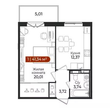 1-комнатная квартира: Всеволожский район, посёлок Щеглово (41.34 м)