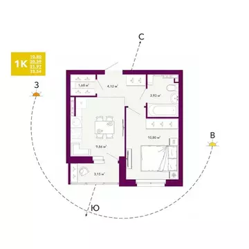1-к кв. Свердловская область, Екатеринбург просп. Космонавтов, 103А ...