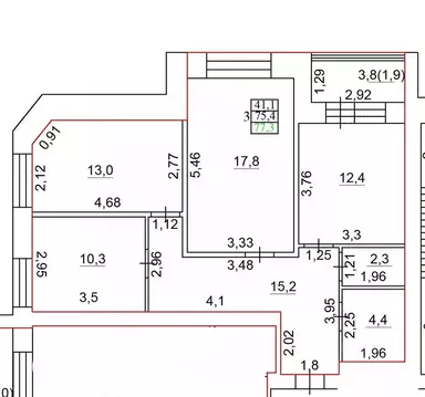 3-к кв. Калужская область, Малоярославец ул. Аузина, 4 (77.3 м)