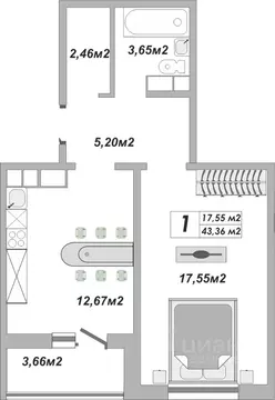 1-к кв. Оренбургская область, Оренбург Осенний Лист жилой комплекс, 3 ...