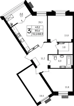 3-к кв. Севастополь Гагаринский муниципальный округ, Летчики мкр,  ...