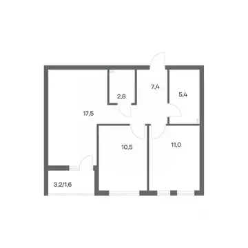 2-к кв. Калининградская область, Калининград ул. Юрия Гагарина, 30 ...