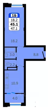 1-к кв. Чувашия, Новочебоксарск Восточная ул., 1к2 (47.1 м)