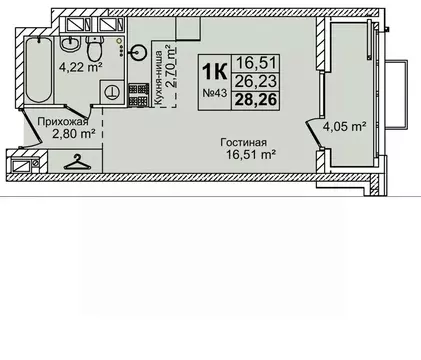 1-к кв. Нижегородская область, Нижний Новгород ул. Красных Зорь, 23Д ...