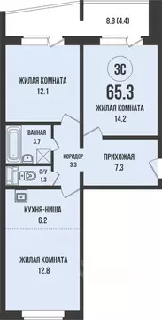 2-к кв. Новосибирская область, Новосибирск Родники мкр, Династия жилой ...
