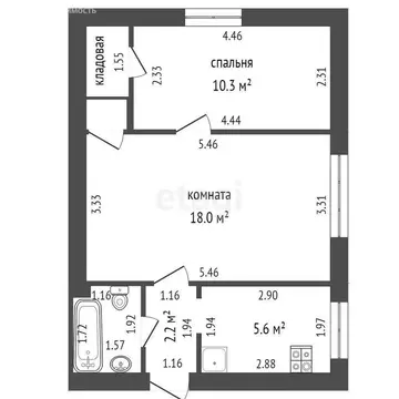 2-комнатная квартира: Севастополь, Охотская улица, 59А (41.2 м)