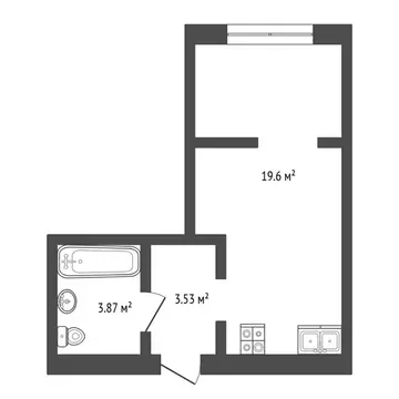 Квартира-студия: Тюмень, улица Фармана Салманова, 1 (28.03 м)
