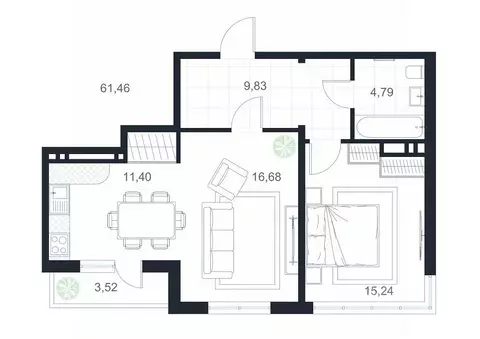 2-к кв. Дагестан, Каспийск просп. Акулиничева (61.46 м)