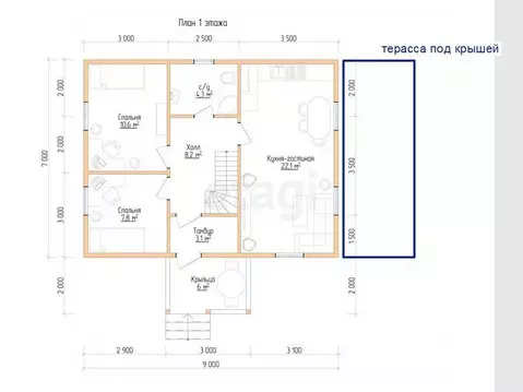 Дом в Костромская область, Костромской район, Бакшеевское с/пос, пос. ...