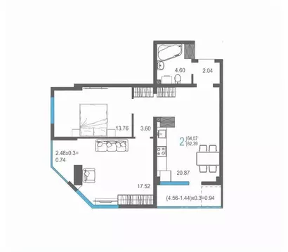 2-к кв. Крым, Ялта ул. Кирова, 155Ак1 (64.07 м)