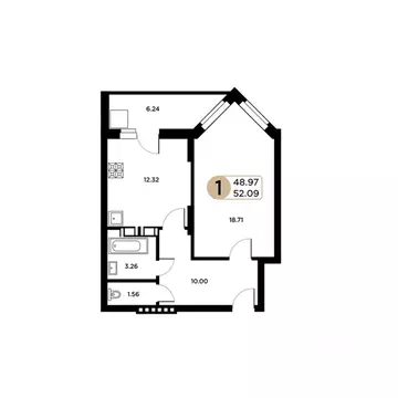 1-к кв. Самарская область, Самара Московское шоссе, 18-й км, 55 (48.97 ...