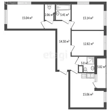 3-комнатная квартира: Санкт-Петербург, Кушелевская дорога, 1к2 (80 м)