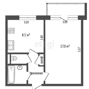 1-к кв. Челябинская область, Челябинск Кавказская ул., 29 (34.0 м)
