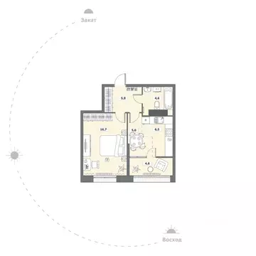 1-к кв. Вологодская область, Вологда ул. Возрождения, 35к2 (43.4 м)
