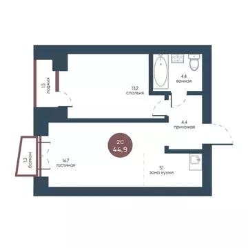 2-к кв. Томская область, Томск Телецентр мкр, ул. Белозерская, 10/1 ...