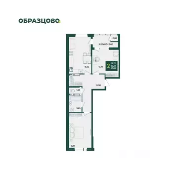 2-к кв. Краснодарский край, Краснодар Образцово мкр,  (65.84 м)