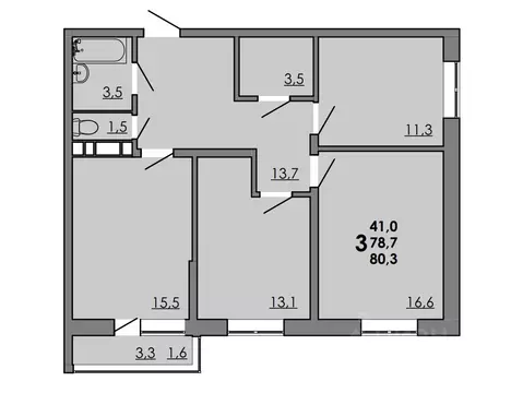 3-к кв. Ростовская область, Ростов-на-Дону Левенцовский мкр,  (80.3 м)