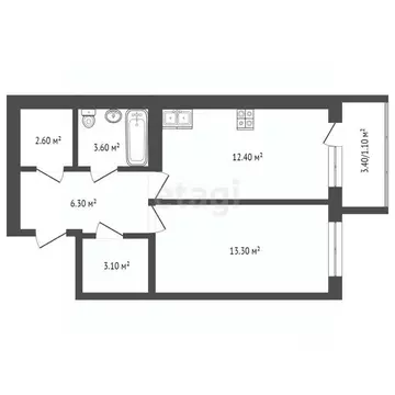 1-к кв. Вологодская область, Вологда ул. Чернышевского, 84Б (42.4 м)