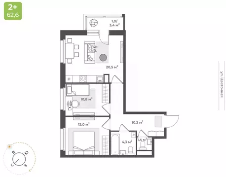 2-к кв. Тверская область, Тверь Соминка мкр,  (60.2 м)