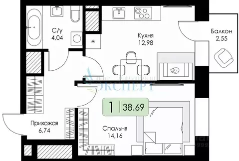 1-к кв. Нижегородская область, Нижний Новгород Фибролитовая ул. (38.69 ...