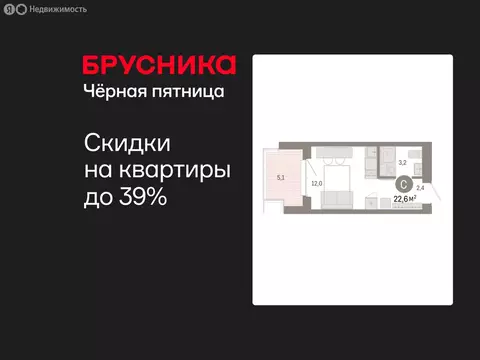 Квартира-студия: Тюмень, жилой комплекс На Минской (22.64 м)